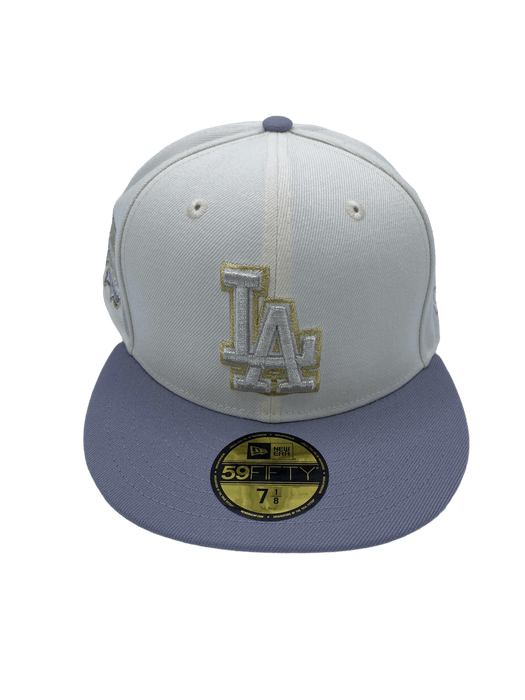 New Era Fitted Hat Los Angeles Dodgers New Era Cream Custom Timeless Collection Side Patch 59FIFTY Fitted Hat