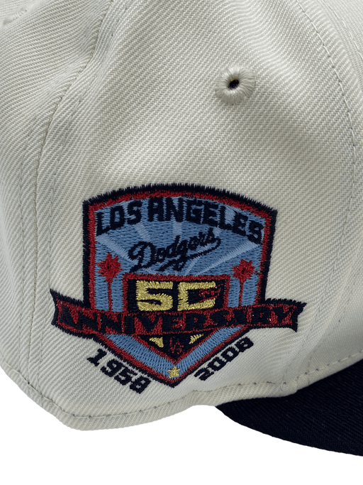 New Era Fitted Hat Los Angeles Dodgers New Era Cream NWA Custom Side Patch 59FIFTY Fitted Hat