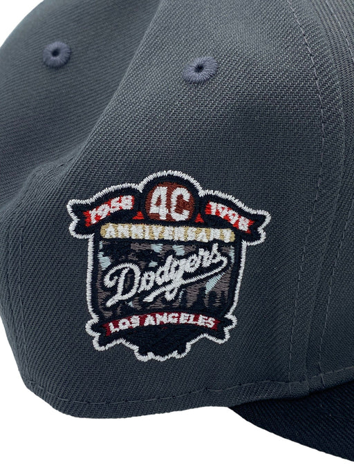 New Era Fitted Hat Los Angeles Dodgers New Era Custom Gray DRAKEO Side Patch 59FIFTY Fitted Hat