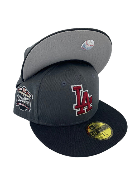 New Era Fitted Hat Los Angeles Dodgers New Era Custom Gray DRAKEO Side Patch 59FIFTY Fitted Hat