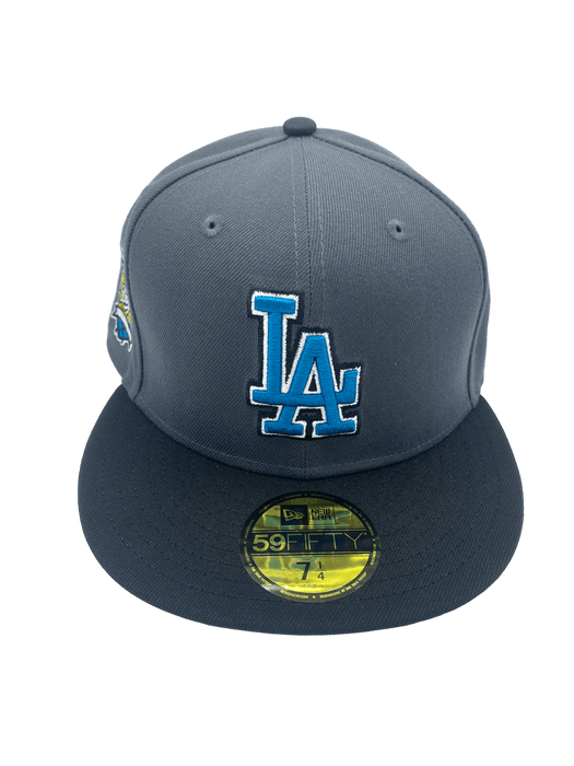 New Era Fitted Hat Los Angeles Dodgers New Era Gray MP6 Custom Side Patch 59FIFTY Fitted Hat