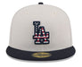 New Era Fitted Hat Los Angeles Dodgers New Era Khaki/Black 2024 July 4th Official On Field Side Patch 59FIFTY Fitted Hat