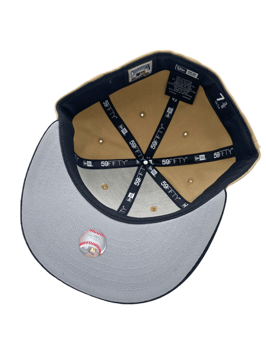 New Era Fitted Hat Los Angeles Dodgers New Era Tan/Black Chalino Custom Side Patch 59FIFTY Fitted Hat