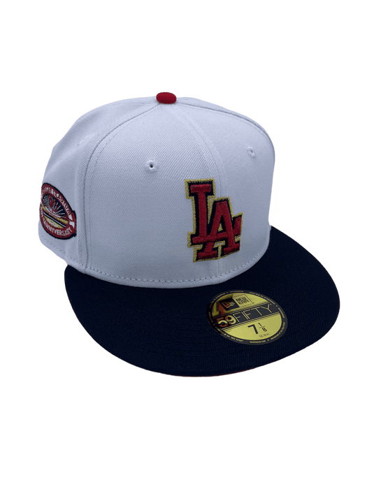 Los Angeles Dodgers Fitted New Era 59Fifty White Logo Basic Cap Hat Navy 7 5/8