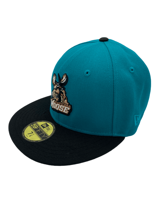 New Era Fitted Hat Manitoba Moose New Era Teal/Black Custom VP 1.0 Side Patch 59FIFTY Fitted Hat
