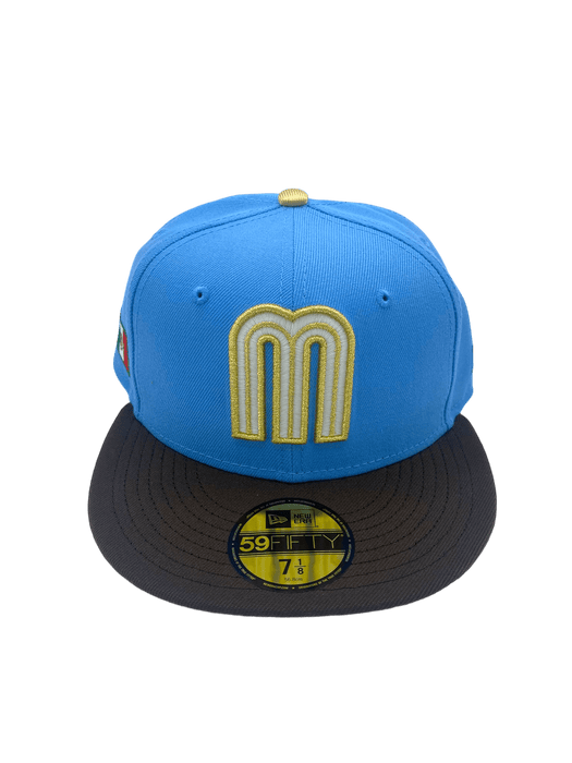 Mexico New Era Blue/Brown Custom Side Patch 59FIFTY Fitted Hat -Men's
