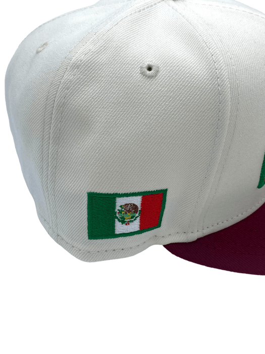New Era Fitted Hat Mexico New Era Chrome/Red Custom Side Patch 59FIFTY Fitted Hat -Men's