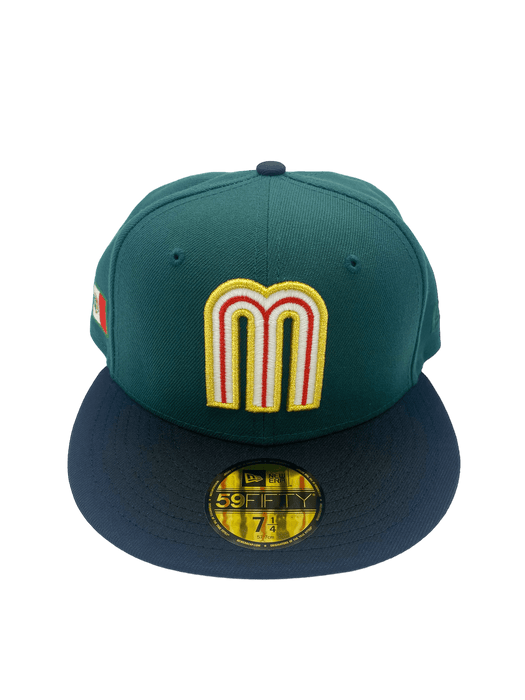 New Era Fitted Hat Mexico New Era Green/Black Custom Side Patch 59FIFTY Fitted Hat -Men's
