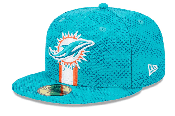 New Era Fitted Hat Miami Dolphins New Era Aqua 2024 Sideline 59FIFTY Fitted Hat - Men's