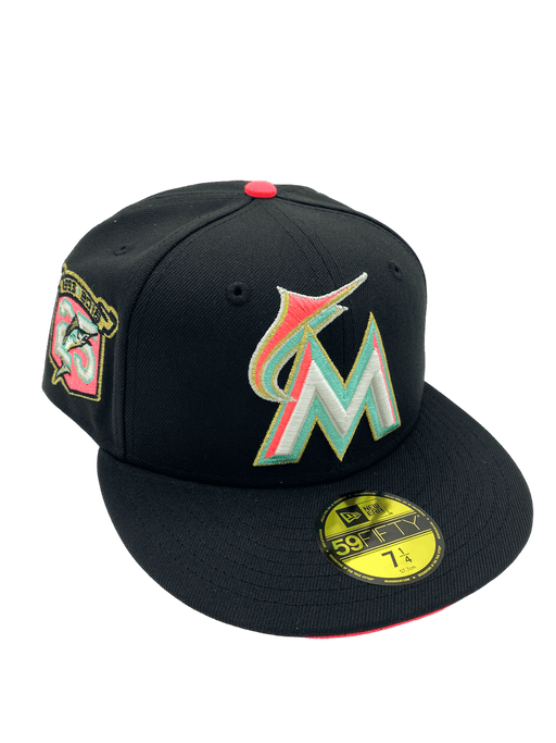 Miami Marlins New Era Black Custom South Beach Side Patch 59FIFTY Fitted Hat