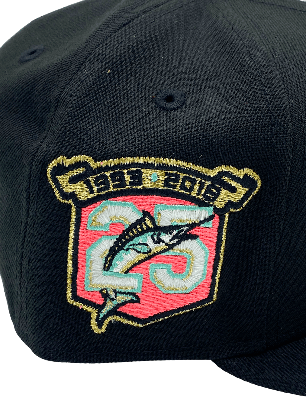 New Era Fitted Hat Miami Marlins New Era Black Custom South Beach Side Patch 59FIFTY Fitted Hat