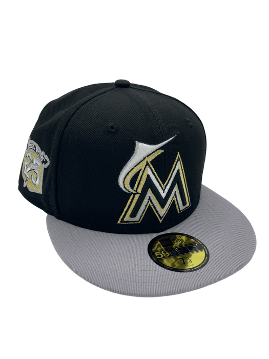 New Era Fitted Hat Miami Marlins New Era Black WP 3.0 Custom Side Patch 59FIFTY Fitted Hat