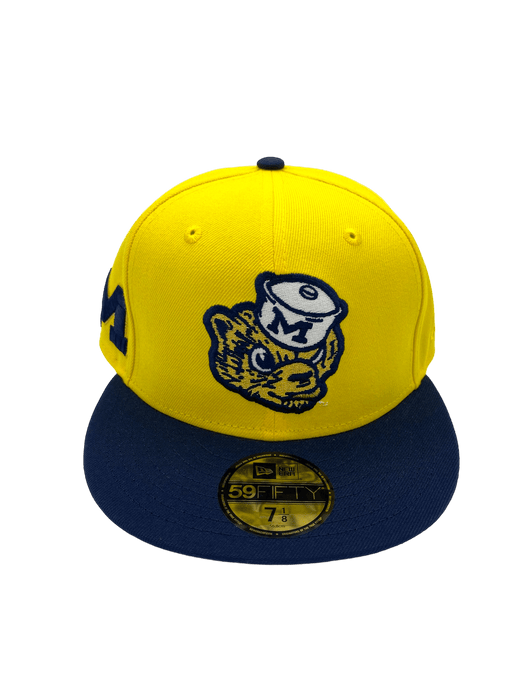 New Era Fitted Hat Michigan Wolverines New Era Maze/Blue Custom Side Patch 59FIFTY Fitted Hat - Men's