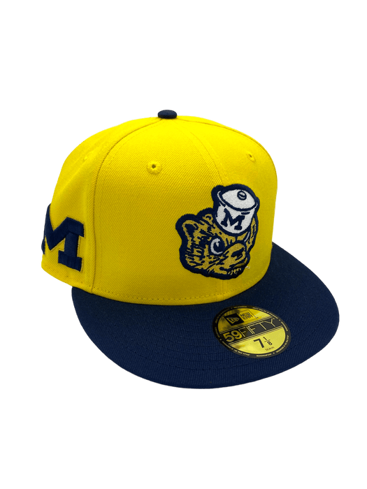 New Era Fitted Hat Michigan Wolverines New Era Maze/Blue Custom Side Patch 59FIFTY Fitted Hat - Men's