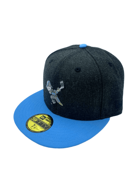 New Era Fitted Hat Milwaukee Admirals New Era Black/Blue AHL Custom Side Patch 59FIFTY Fitted Hat - Men's