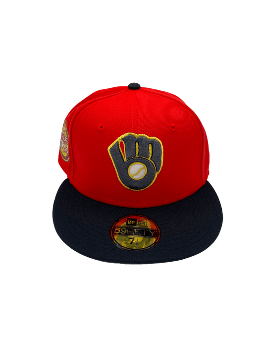 New Era Fitted Hat Milwaukee Brewers New Era Code Red Custom Side Patch 59FIFTY Fitted Hat - Men's