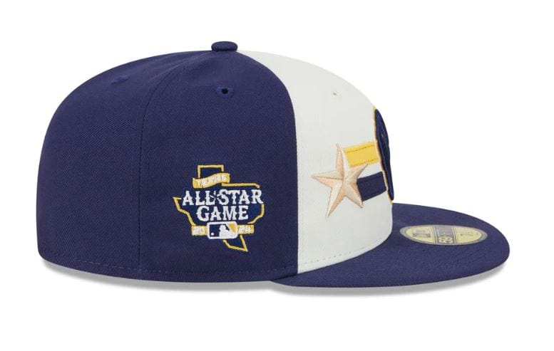 New Era Fitted Hat Milwaukee Brewers New Era Cream/Navy 2024 MLB All Star Game Workout Side Patch 59FIFTY Fitted Hat - Men's