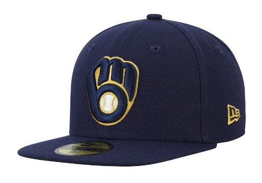 New Era Fitted Hat Milwaukee Brewers New Era Navy On Field 59FIFTY Fitted Hat