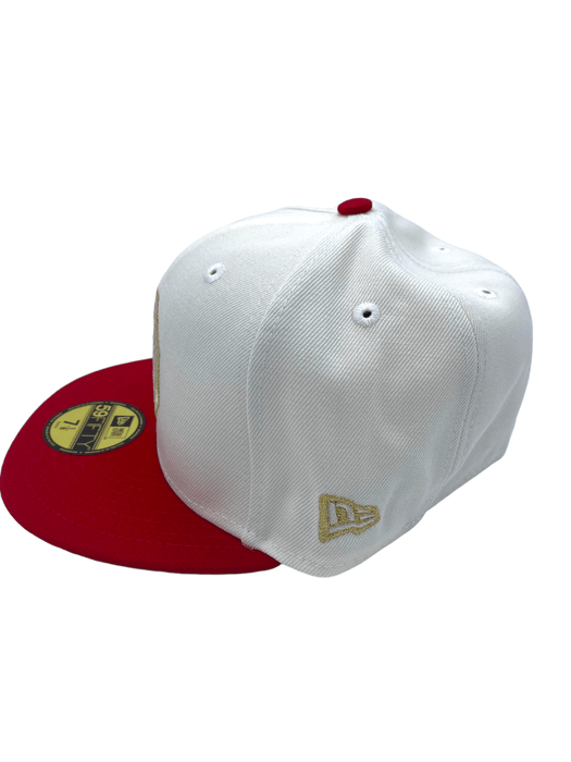 New Era Fitted Hat Minneapolis Millers New Era Chrome/Red Million Dollar Medallion Custom Side Patch 59FIFTY Fitted Hat - Men's