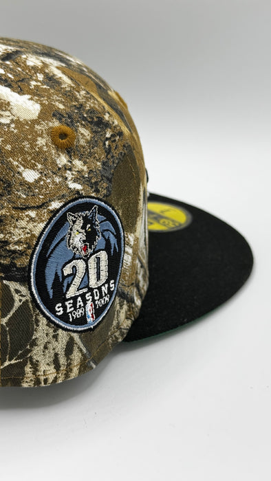 New Era Fitted Hat Minnesota Timberwolves Hardwood Classic New Era Camo Real Tree Custom Side Patch 59FIFTY Fitted Hat - Men's