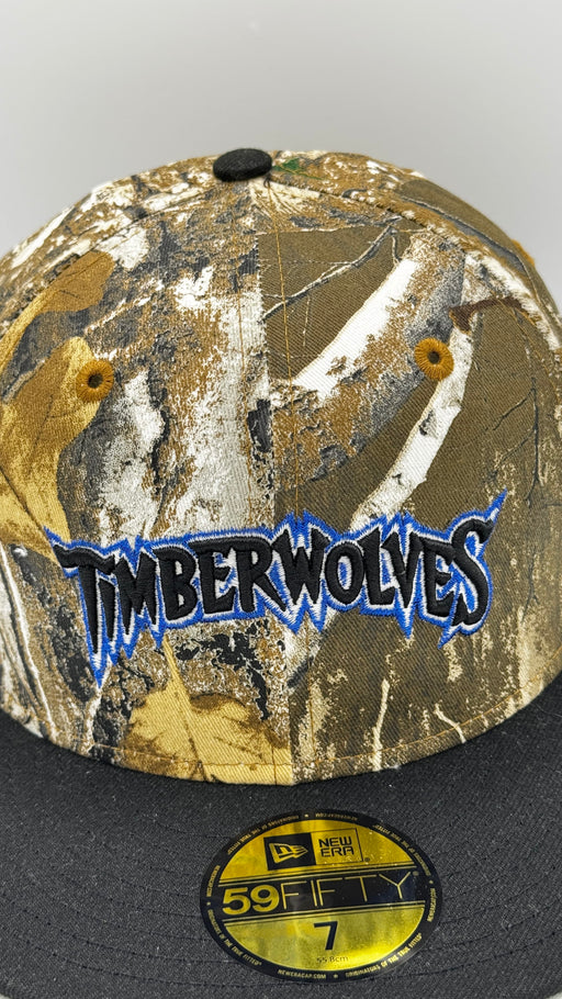 New Era Fitted Hat Minnesota Timberwolves Hardwood Classic New Era Camo Real Tree Custom Side Patch 59FIFTY Fitted Hat - Men's