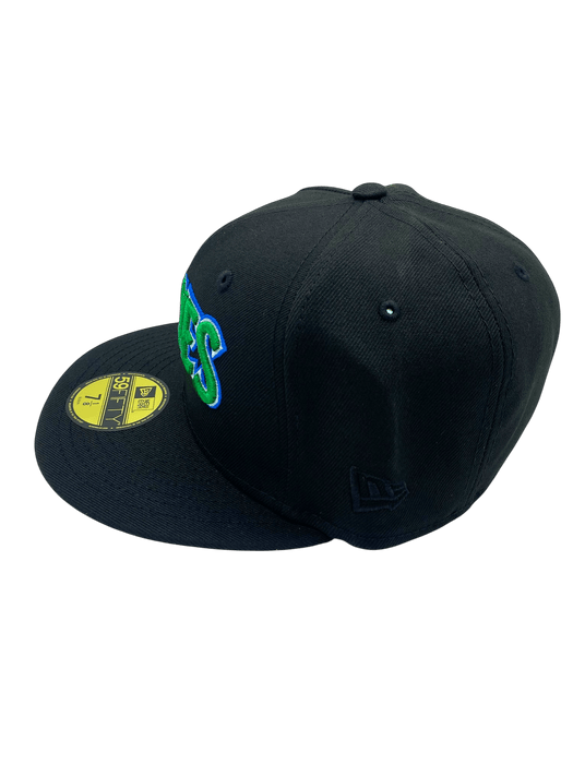 New Era Fitted Hat Minnesota Timberwolves New Era Black Script Custom Side Patch 59FIFTY Fitted Hat - Men's