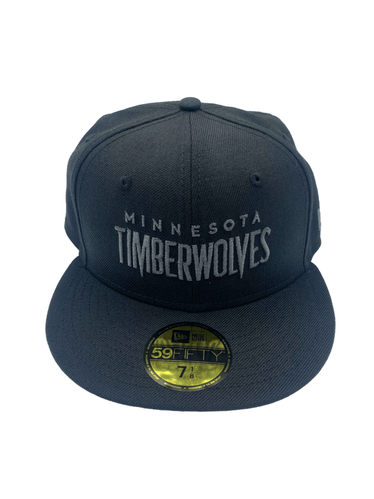 New Era Fitted Hat Minnesota Timberwolves New Era Black/White Custom Script 59FIFTY Fitted Hat - Men's