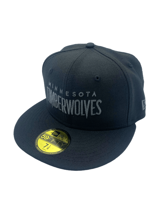 Minnesota Timberwolves New Era Black and White Custom Script 59FIFTY Fitted Hat - Men's