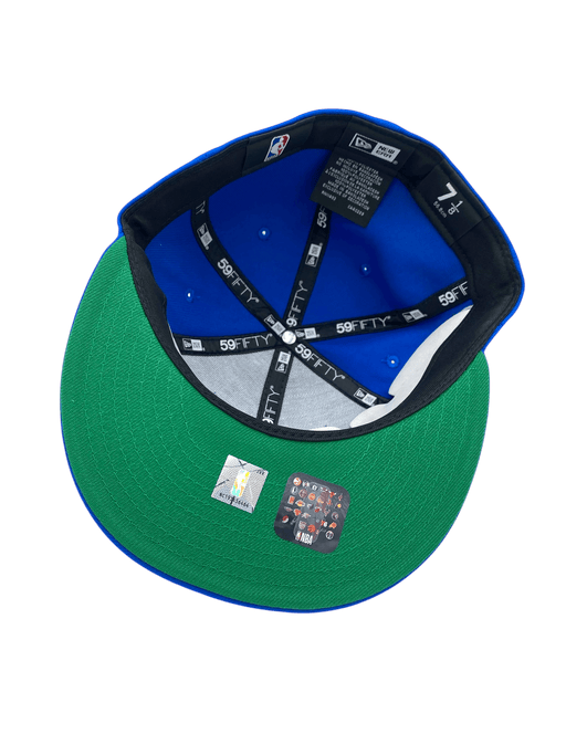 New Era Fitted Hat Minnesota Timberwolves New Era Blue Script Custom Side Patch 59FIFTY Fitted Hat - Men's