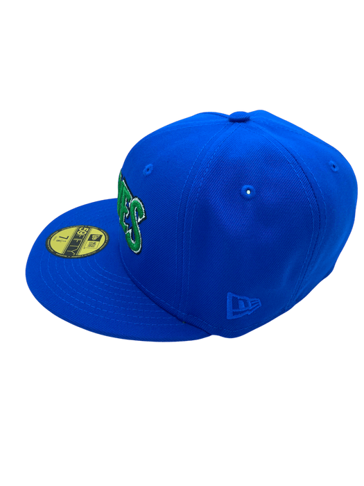 New Era Fitted Hat Minnesota Timberwolves New Era Blue Script Custom Side Patch 59FIFTY Fitted Hat - Men's