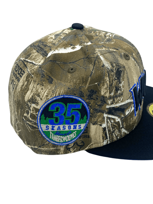 New Era Fitted Hat Minnesota Timberwolves New Era Camo Real Tree Custom Side Patch 59FIFTY Fitted Hat - Men's