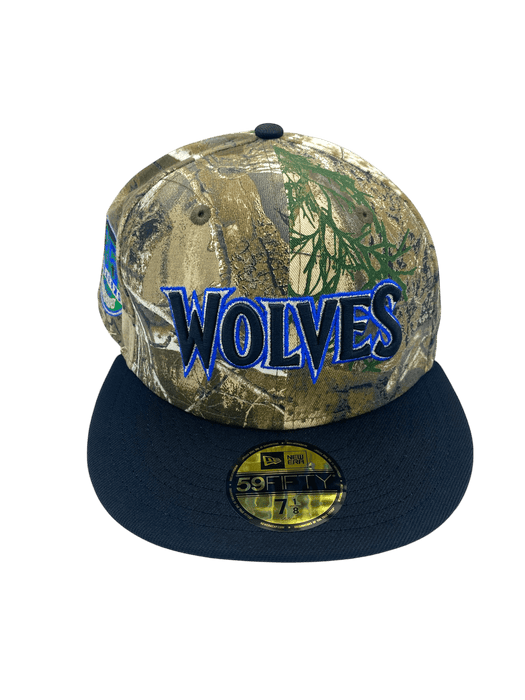 New Era Fitted Hat Minnesota Timberwolves New Era Camo Real Tree Custom Side Patch 59FIFTY Fitted Hat - Men's