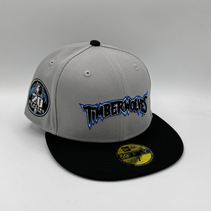 New Era Fitted Hat Minnesota Timberwolves New Era Gray Vintage Script Custom 59FIFTY Fitted Hat - Men's