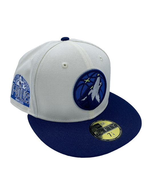 New Era Fitted Hat Minnesota Timberwolves New Era Off White Retro Side Patch 59FIFTY Fitted Hat