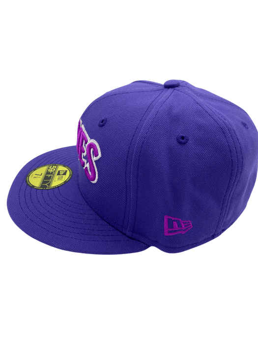 New Era Fitted Hat Minnesota Timberwolves New Era Purple Script Custom Side Patch 59FIFTY Fitted Hat - Men's