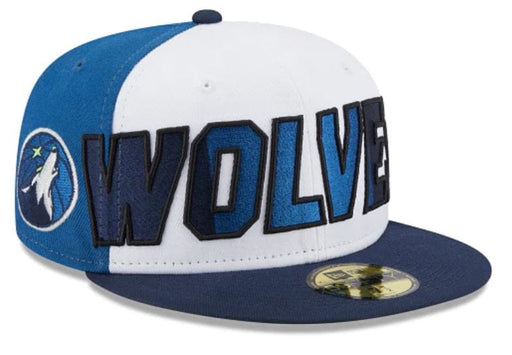 New Era Fitted Hat Minnesota Timberwolves New Era White Back Half Side Patch 59FIFTY Fitted Hat