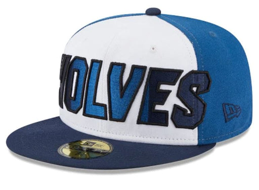 New Era Fitted Hat Minnesota Timberwolves New Era White Back Half Side Patch 59FIFTY Fitted Hat