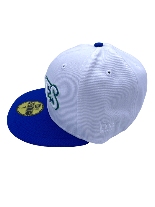 New Era Fitted Hat Minnesota Timberwolves New Era White Throwback Custom Side Patch 59FIFTY Fitted Hat - Men's