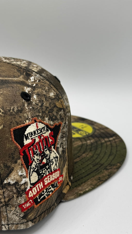 New Era Fitted Hat Minnesota Twins New Era APEX Real Tree Camo Custom Side Patch 59FIFTY Fitted Hat - Men's