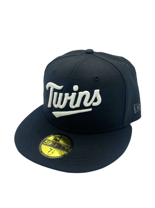 Minnesota Twins New Era Black and White Custom T Script 59FIFTY Fitted Hat - Men's