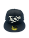 New Era Fitted Hat Minnesota Twins New Era Black and White Custom T Script 59FIFTY Fitted Hat - Men's