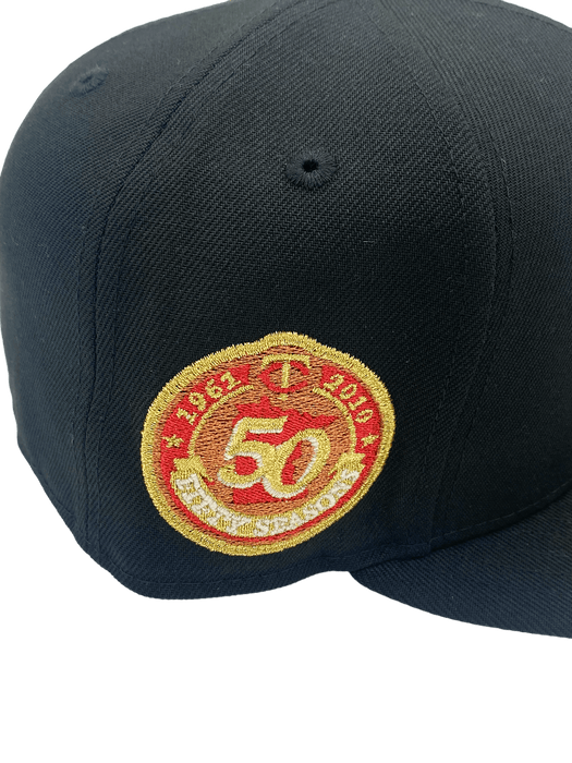 New Era Fitted Hat Minnesota Twins New Era Black 'Big Mike' Custom Side Patch 59FIFTY Fitted Hat - Men's