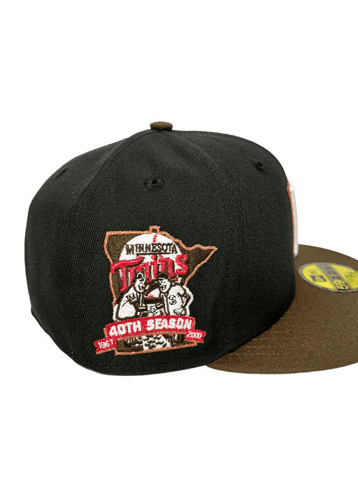 New Era Fitted Hat Minnesota Twins New Era Black/Brown Man Kind Custom Side Patch 59FIFTY Fitted Hat