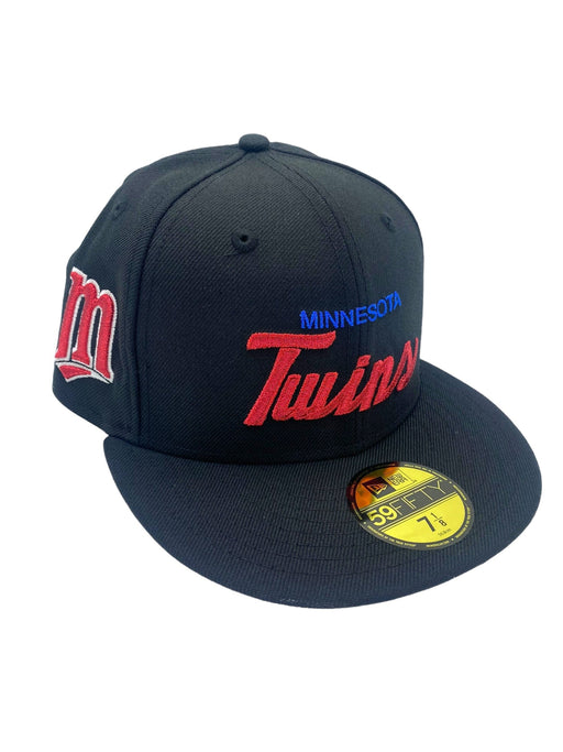 Minnesota Twins New Era Black Custom Retro Script Side Patch 59FIFTY Fitted Hat - Men's
