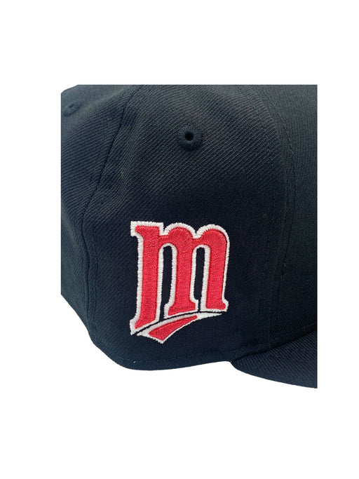 New Era Fitted Hat Minnesota Twins New Era Black Custom Retro Script Side Patch 59FIFTY Fitted Hat - Men's