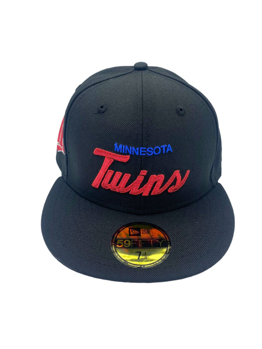 Minnesota Twins New Era Black Custom Retro Script Side Patch 59FIFTY Fitted Hat - Men's