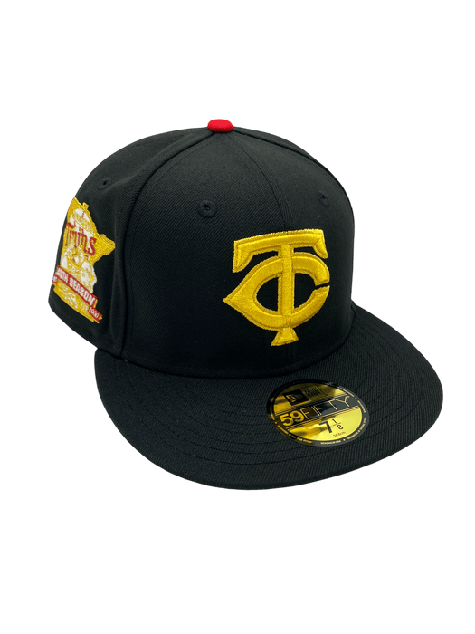 New Era Fitted Hat Minnesota Twins New Era Black/Gold Sneaky Custom 59FIFTY Fitted Hat - Men's