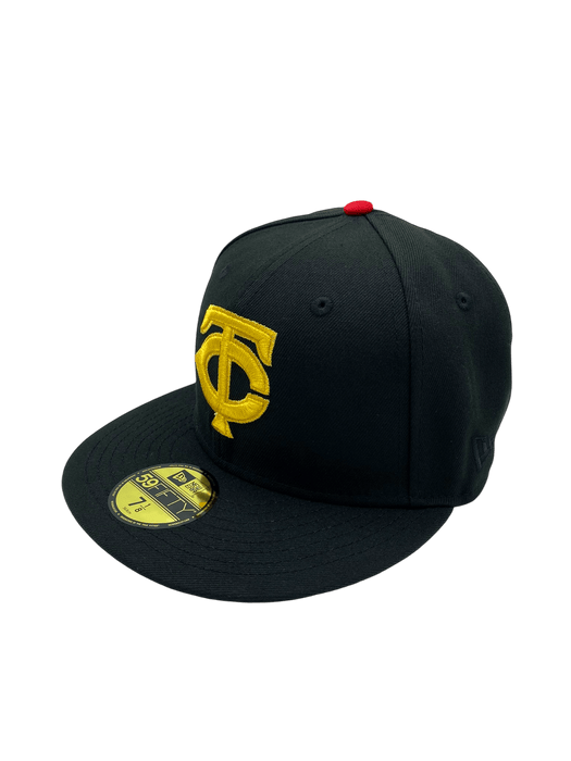 New Era Fitted Hat Minnesota Twins New Era Black/Gold Sneaky Custom 59FIFTY Fitted Hat - Men's