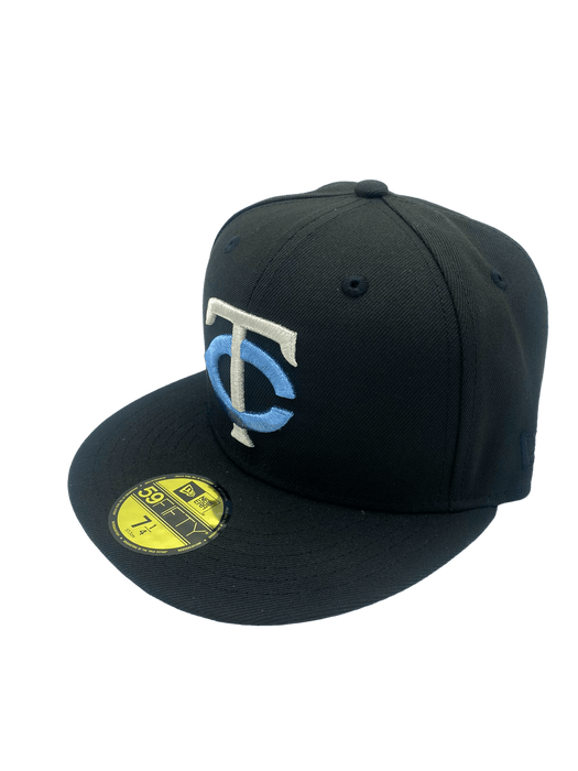New Era Fitted Hat Minnesota Twins New Era Black Icy Custom Side Patch 59FIFTY Fitted Hat - Men's