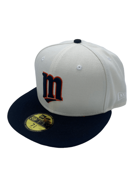 New Era Fitted Hat Minnesota Twins New Era Black/Orange Custom Side Patch 59FIFTY Fitted Hat
